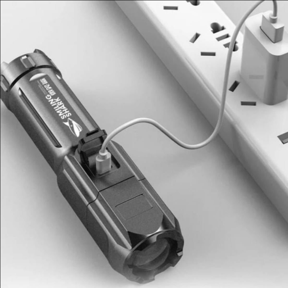 LEDライト　ズーミングライト　超小型　USB充電式　爆光　強力照射　懐中電灯