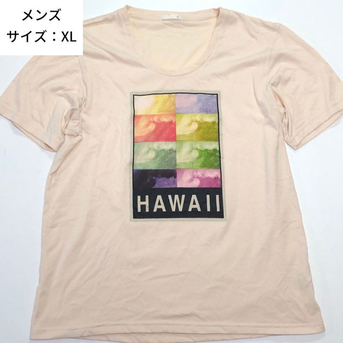GU Tシャツ XLサイズ ハワイ 夏服 HAWAII 半袖 ベージュ 古着_画像1