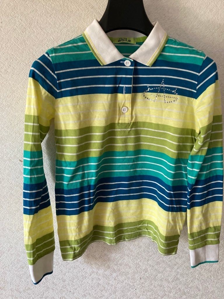 中古　GREEN CLUBS abile　長袖　ポロシャツ　グリーン_画像1