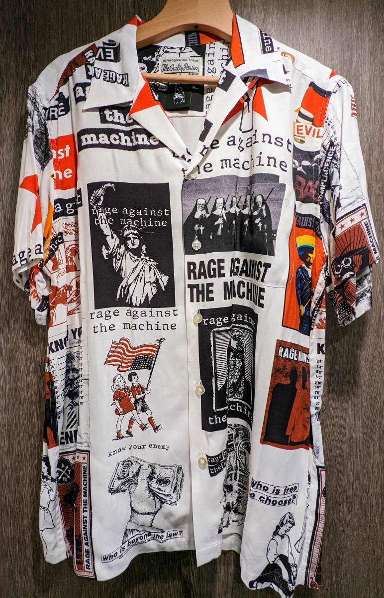  including carriage / as good as new 20ss WACKO MARIA RAGE AGAINST THE MACHINE HAWAIIAN SHIRT M White white Wacko Maria Hawaiian shirt aro is rayon 