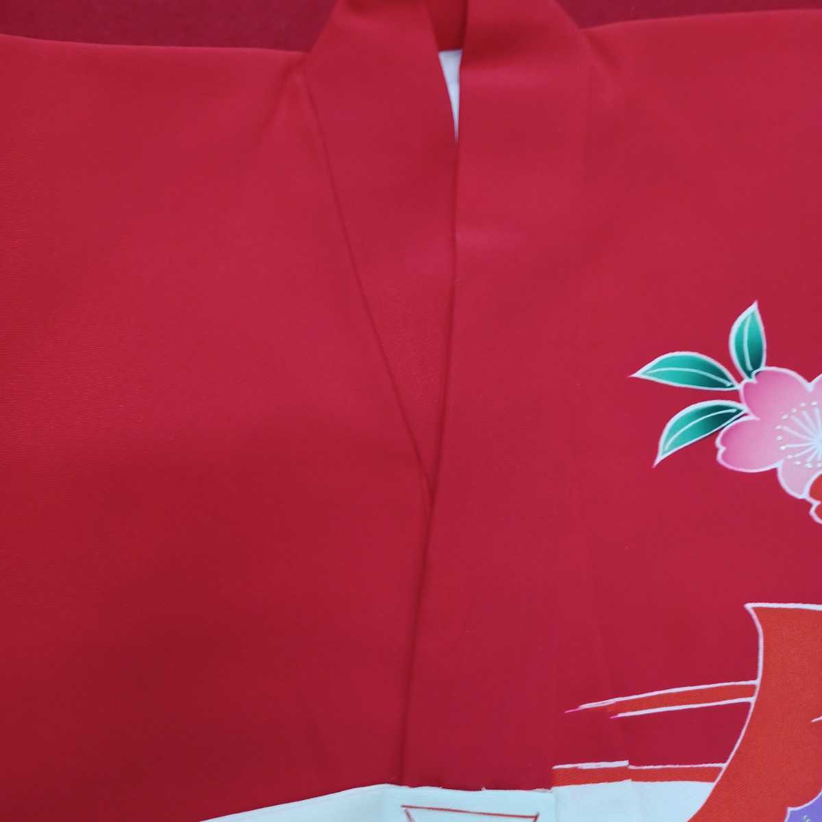 .7) с дефектом первый . кимоно длинное нижнее кимоно .. три . симпатичный блестящий праздничная одежда праздник baby девочка красный 220520