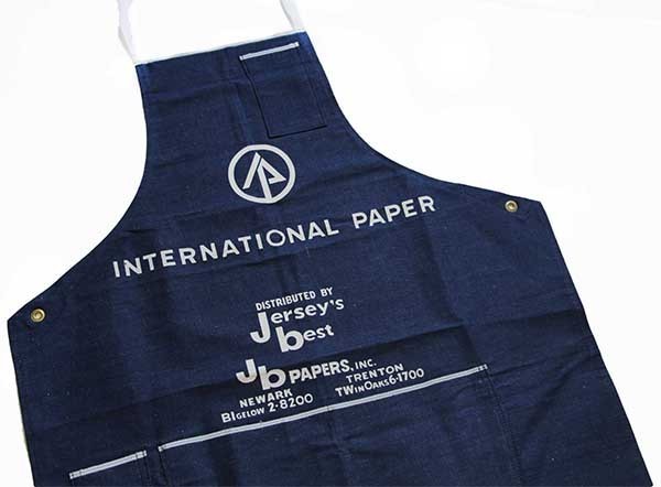 デッドストック★ビンテージ INTERNATIONAL PAPER 耳付き インディゴ デニム ワークエプロン★セルビッジ 濃紺 日曜大工 DIY ガーデニング