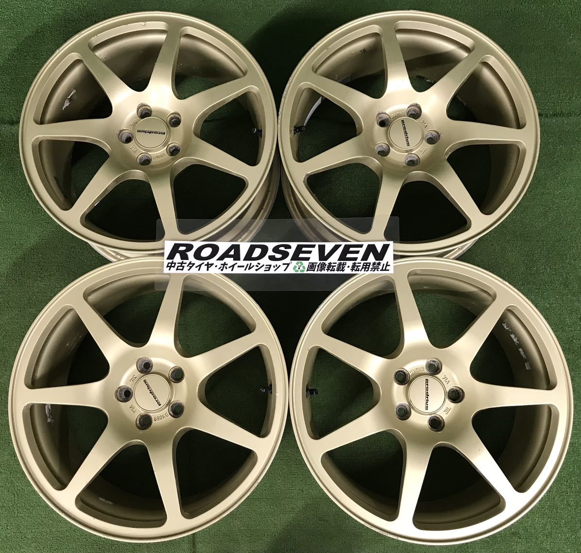 ★PRODRIVE プロドライブ GC-07C BS製 17インチ 17×7.5J +48 100 5H ハブ:約73mm 4本Set 日本製 ゴルド系 軽量 中古アルミ ★送料無料 B_画像1