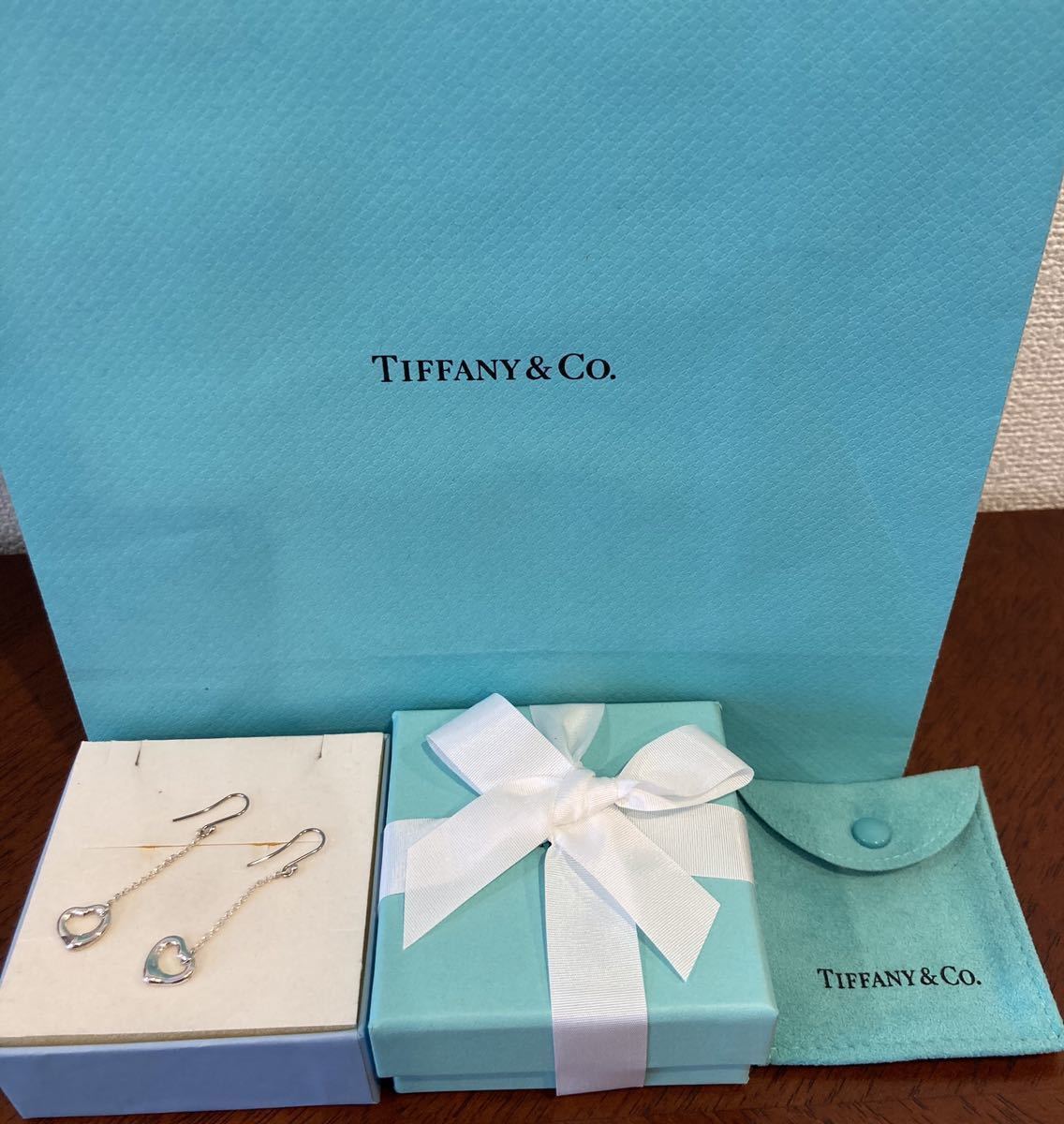 新品 正規品 ティファニー tiffanyco ピアス オープンハート シルバー ケース巾着紙袋リボン プレゼント ハート ロングピアス_画像3