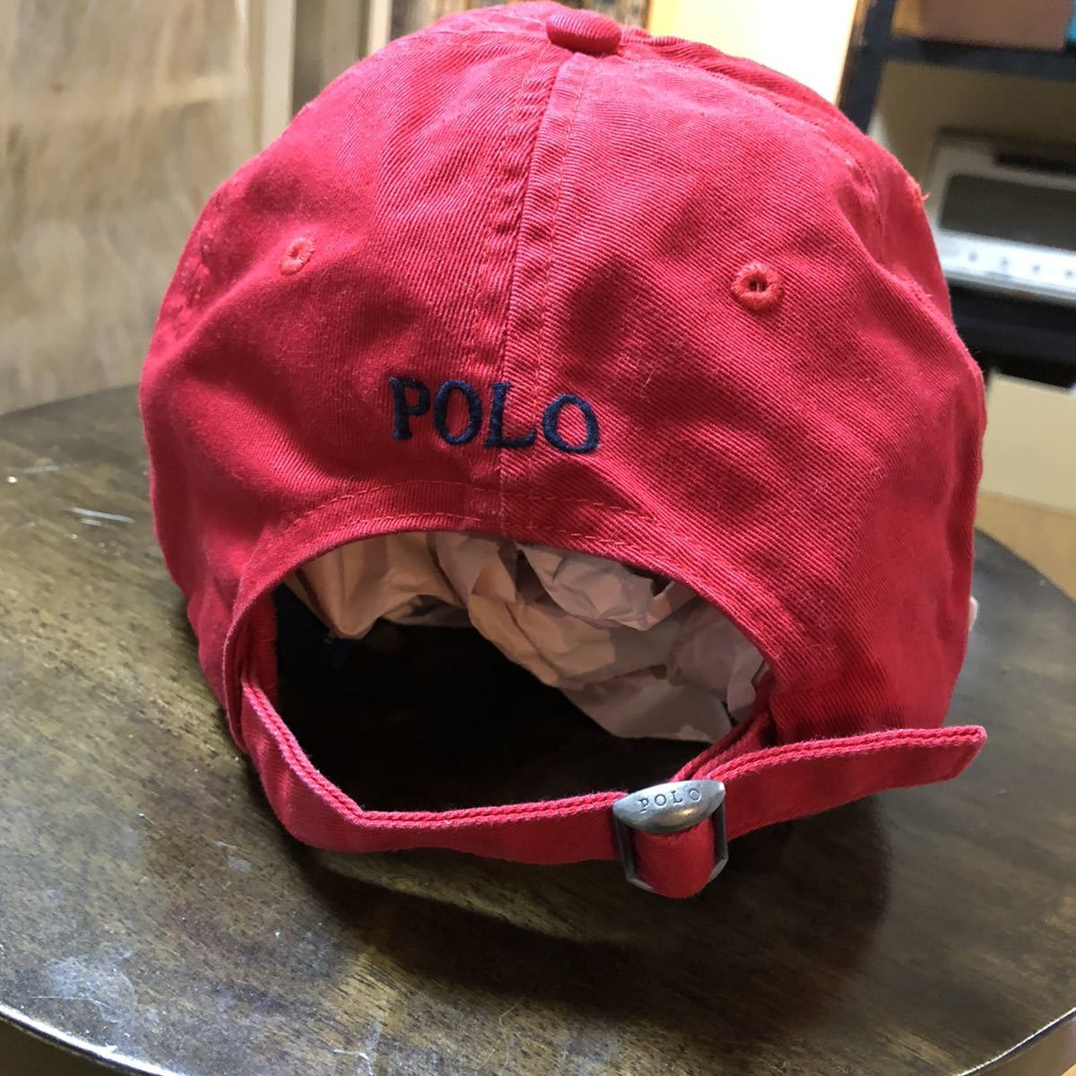 ポロラルフローレン 古着キャップ 赤 ヴィンテージ加工 ワン ポロラルフローレン 古着キャップ 赤 ヴィンテージ加工 ワン