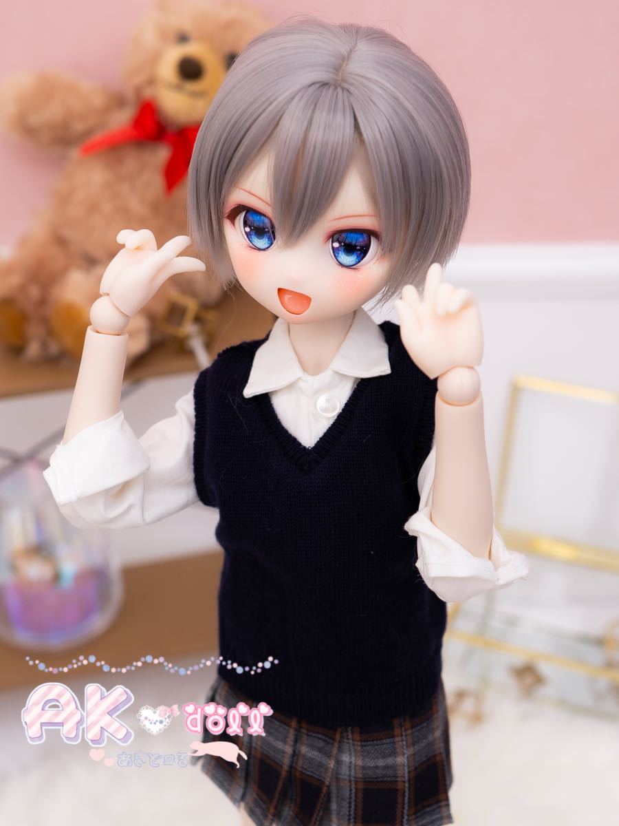 【AK*doll】DDH-01 カスタムヘッド 開口 SWセミホワイト リテイク品 デカールアイ付き_画像5