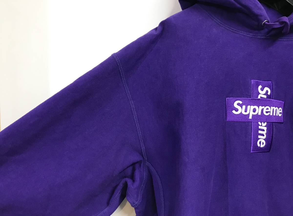 Supreme シュプリーム Cross Box Logo Hooded Sweatshirt 紫 XL クロス