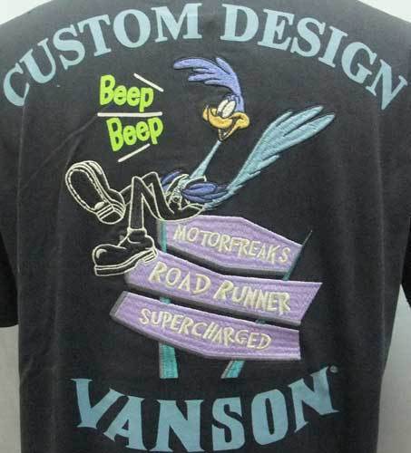 Tシャツ ロードランナー バンソン vanson 半袖 刺繍 LTV-2206 黒 L寸_画像3