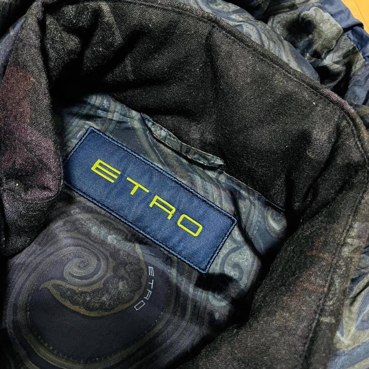 ETRO エトロ ペイズリー総柄 フーデッドダウンベスト L メンズ ダウンジャケット イタリア製 男性用 アウター フードブルゾン ウール_画像9