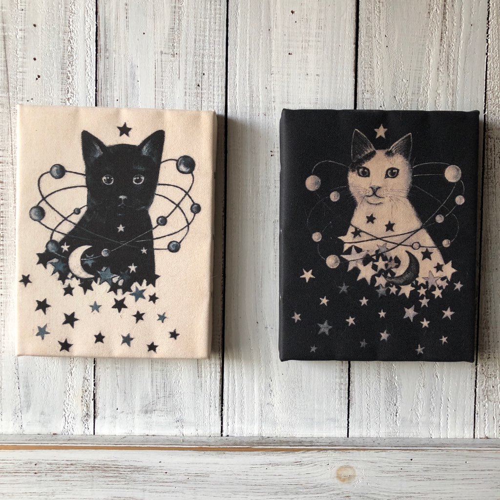  month cat * art [ star month cat ..] picture F0. made . wooden panel pasting [004] cat 