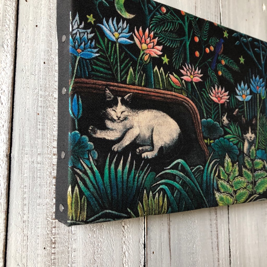  звезда месяц кошка * искусство [eito&hi-s. сон ] картина из дерева panel приклеивание SM размер . производства .[002] Anne liruso- кошка 