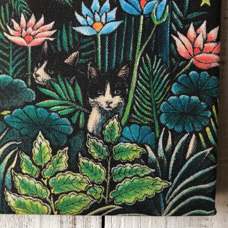  звезда месяц кошка * искусство [eito&hi-s. сон ] картина из дерева panel приклеивание SM размер . производства .[002] Anne liruso- кошка 