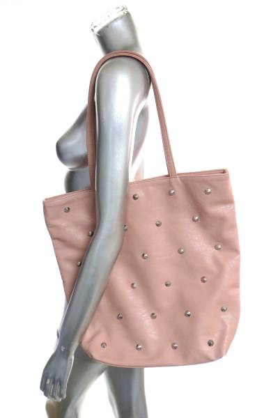  two point successful bid free shipping! O88 OPAQUE.CLIPope-k dot clip tote bag pink studs lady's bag leather leather 