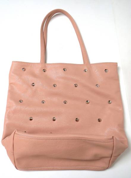  two point successful bid free shipping! O88 OPAQUE.CLIPope-k dot clip tote bag pink studs lady's bag leather leather 