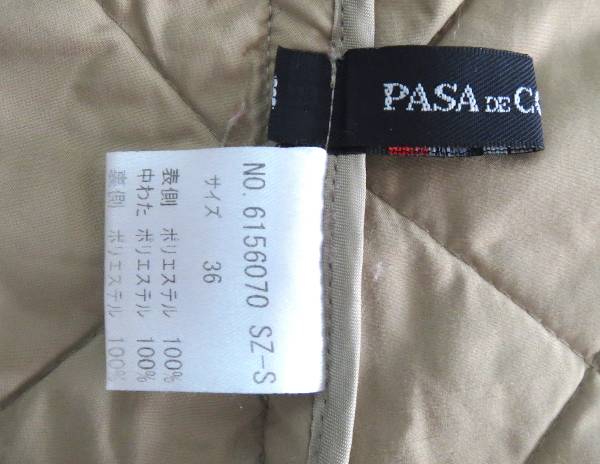  two point successful bid free shipping! P010 PASA DE COCOpasate here Parker the best 36 beige S lady's outer outer garment quilting 