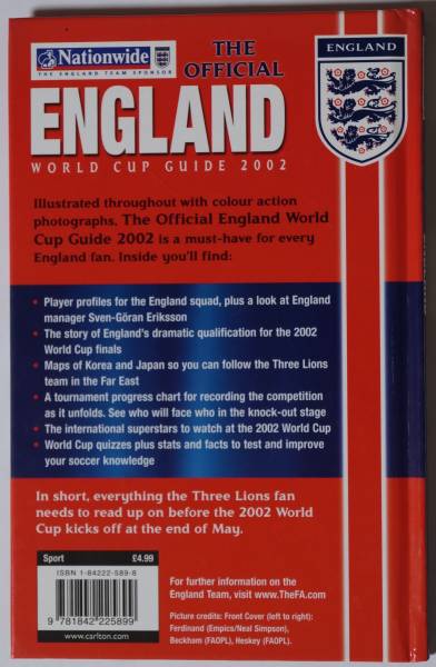 The Offcial 02 Cup England Gide World イングランド カラー写真多数あり ジダン ベッカム 中田英寿 日韓fifaワールドカップ 英語 新品 送料無料 England
