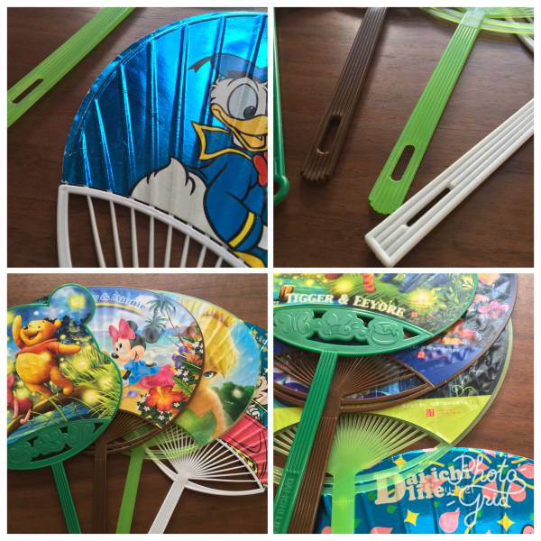  Disney "uchiwa" fan 4 sheets set Mickey Pooh Donald Tinkerbell the first life .. not for sale 