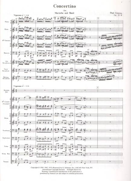 吹奏楽楽譜/ポール・クレストン：マリンバと吹奏楽のための協奏曲 op.21b/試聴可_画像2
