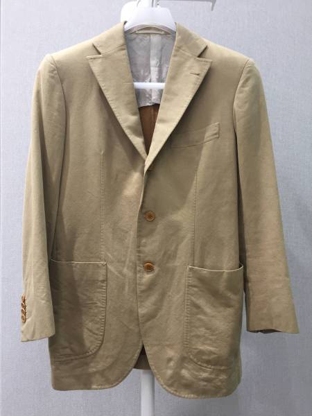 80％OFF ( 46 / M ) TOMORROWLAND カシミア コットン ジャケット キャメル トゥモローランド 44 48 S L ブラウン 茶 スーツ パンツ スーツ
