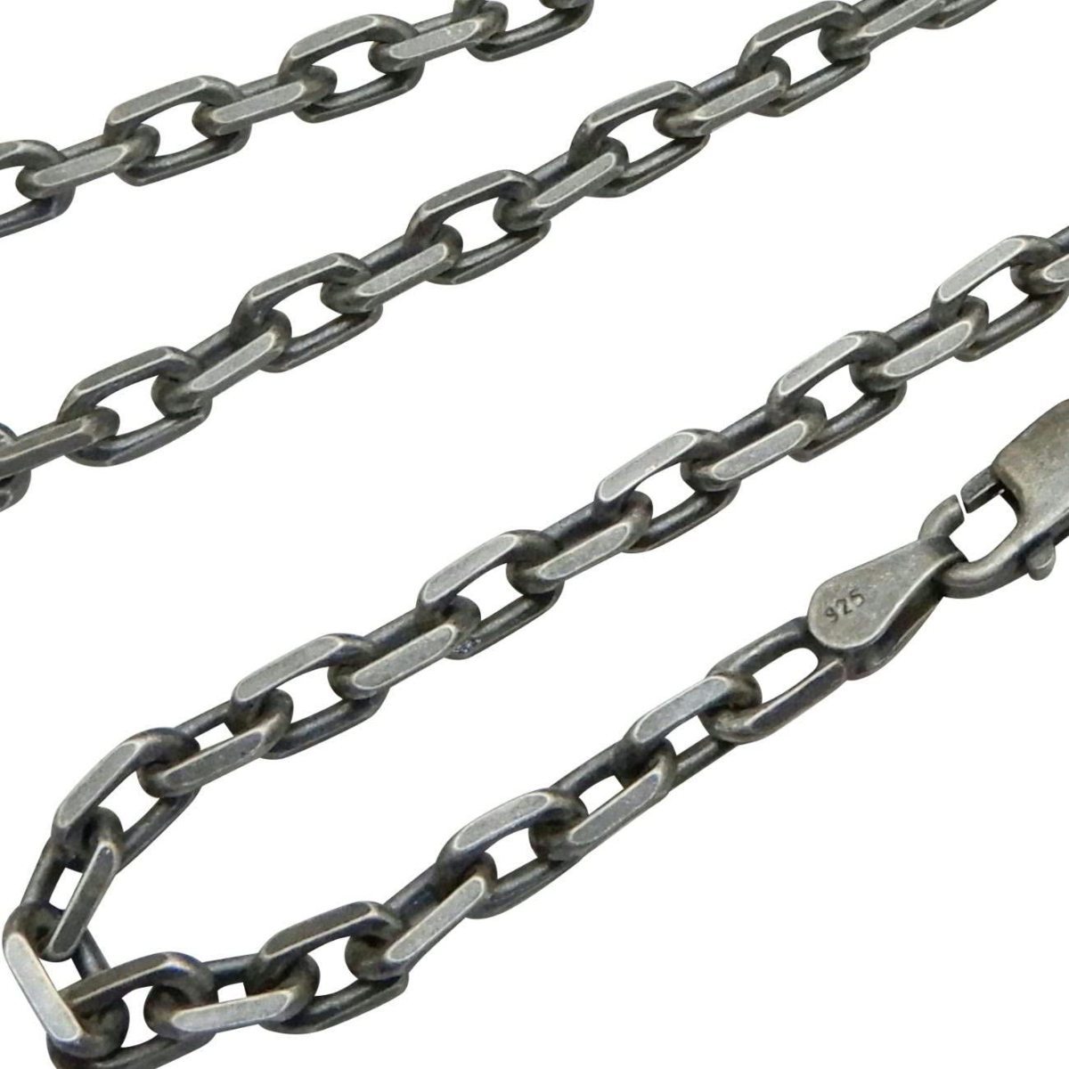 印象のデザイン 燻し 4面 4.1mm 50cm あずきチェーン シルバー925 メンズ ネックレス 太い シルバーネックレス LX250 あずきネックレス のみ メンズ シルバー
