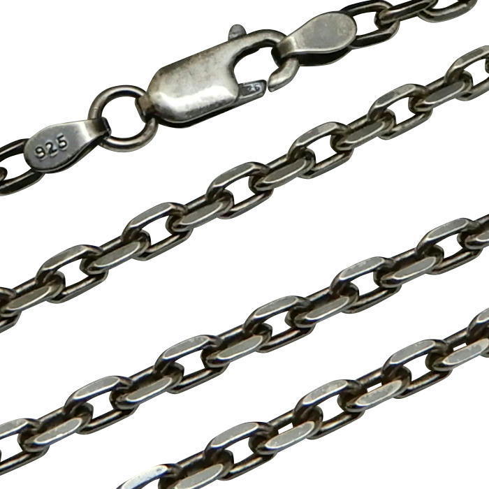 【あす楽対応】 3.2mm 45cm あずきチェーン シルバー925 メンズ ネックレス 4面 LX445 あずきネックレス のみ チェーン メンズ シルバーネックレス 燻し シルバー