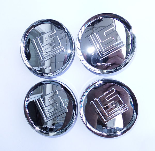 ホイール キャップ WORK LS メッキ 69/55-58mm センター シルバー 4個