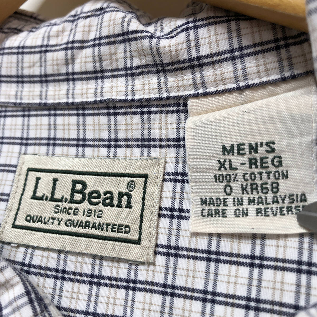 USA古着 L.L.Bean コットン チェック柄 BDシャツ ボタンダウン 長袖シャツ メンズXL 大きいサイズ LLビーン エルエルビーン 古着 BG0359