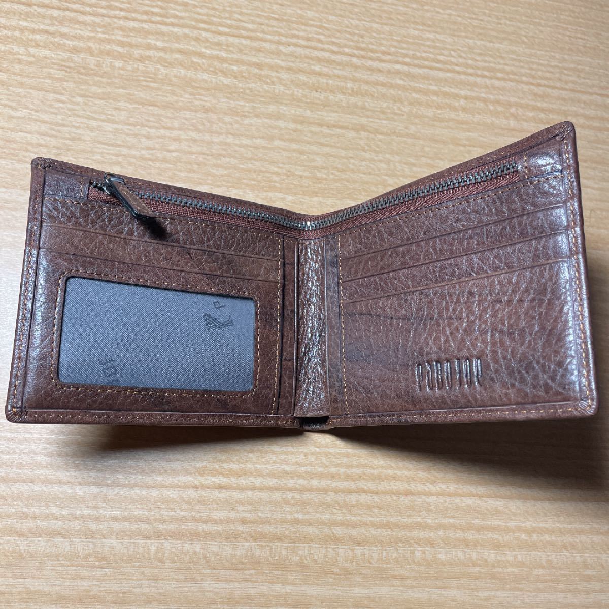 二つ折り財布 定期入れ(パスケース付) 本革　プレゼント　メンズ カード収納 カードケース
