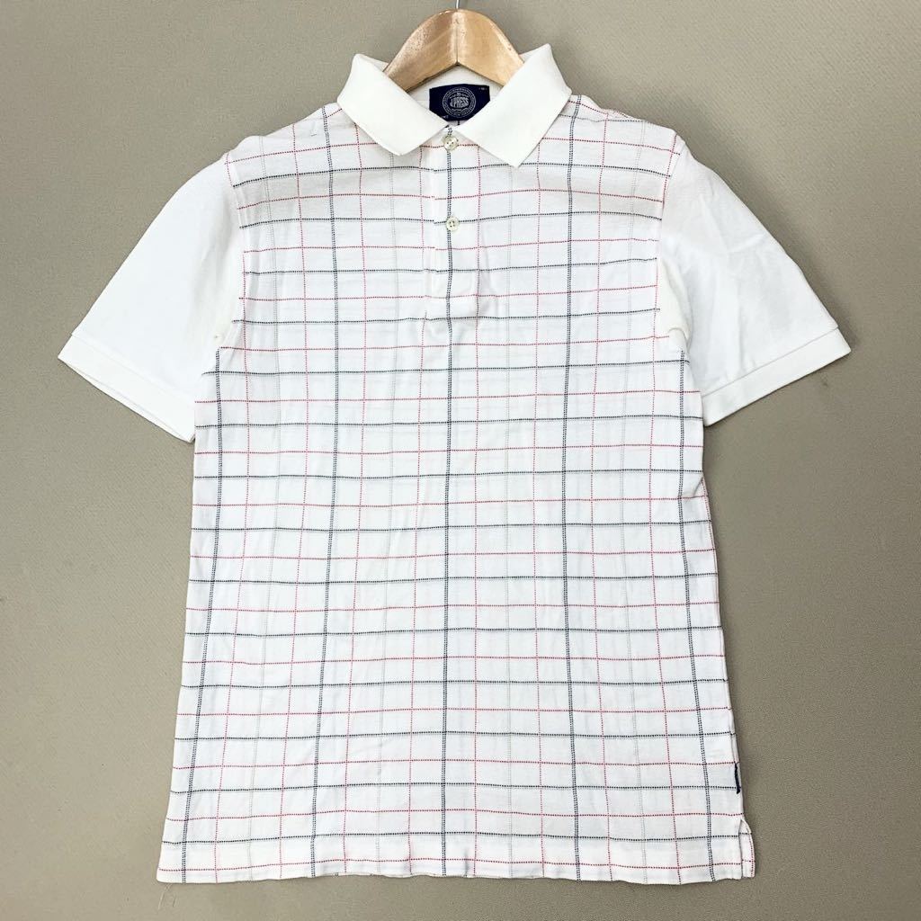  J Press * J.PRESS short sleeves shirt polo-shirt white pink × gray .. pattern M spring summer . color scheme! clean feeling. exist adult style *#FD152