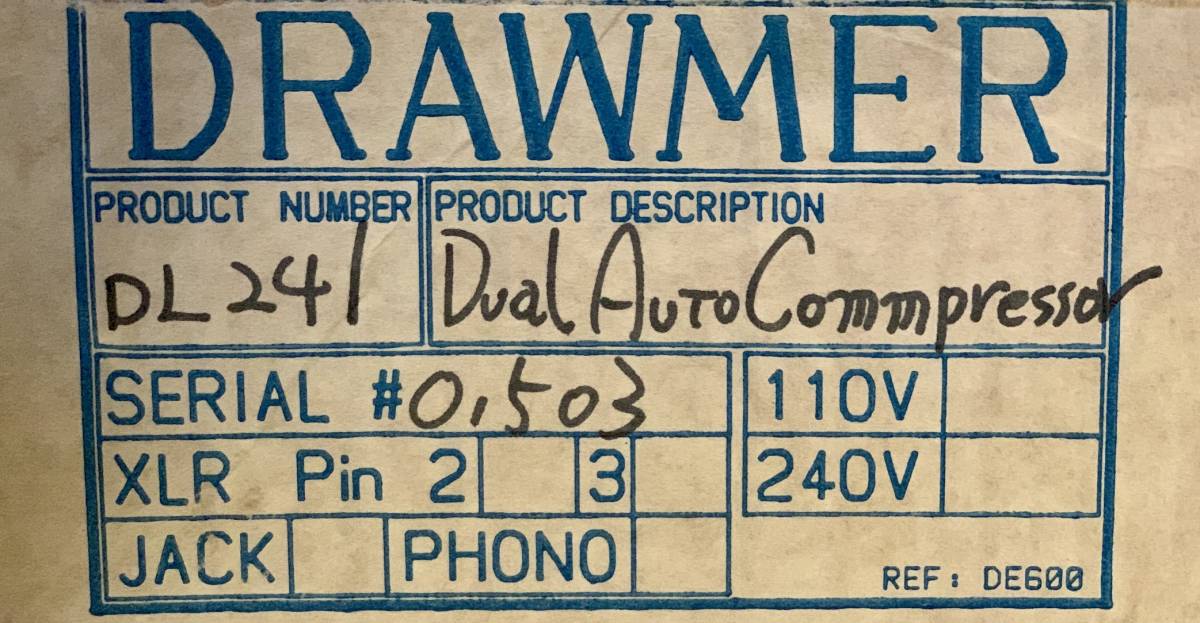 ( новый товар с коробкой ) DRAWMER DL241 компрессор Dual Auto Comp с прилагаемой инструкцией NEVE SSL BUSCOMP API LA2A UREI 1176 1178