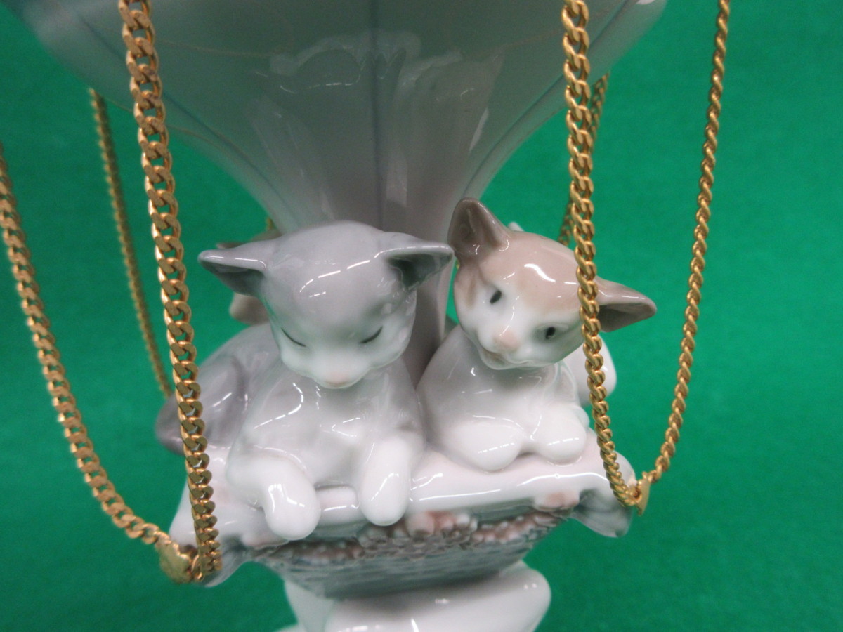 1円～おたからや◆H0512-06　リヤドロ　フィギュリン　人形　猫　気球　陶器　１点_画像5