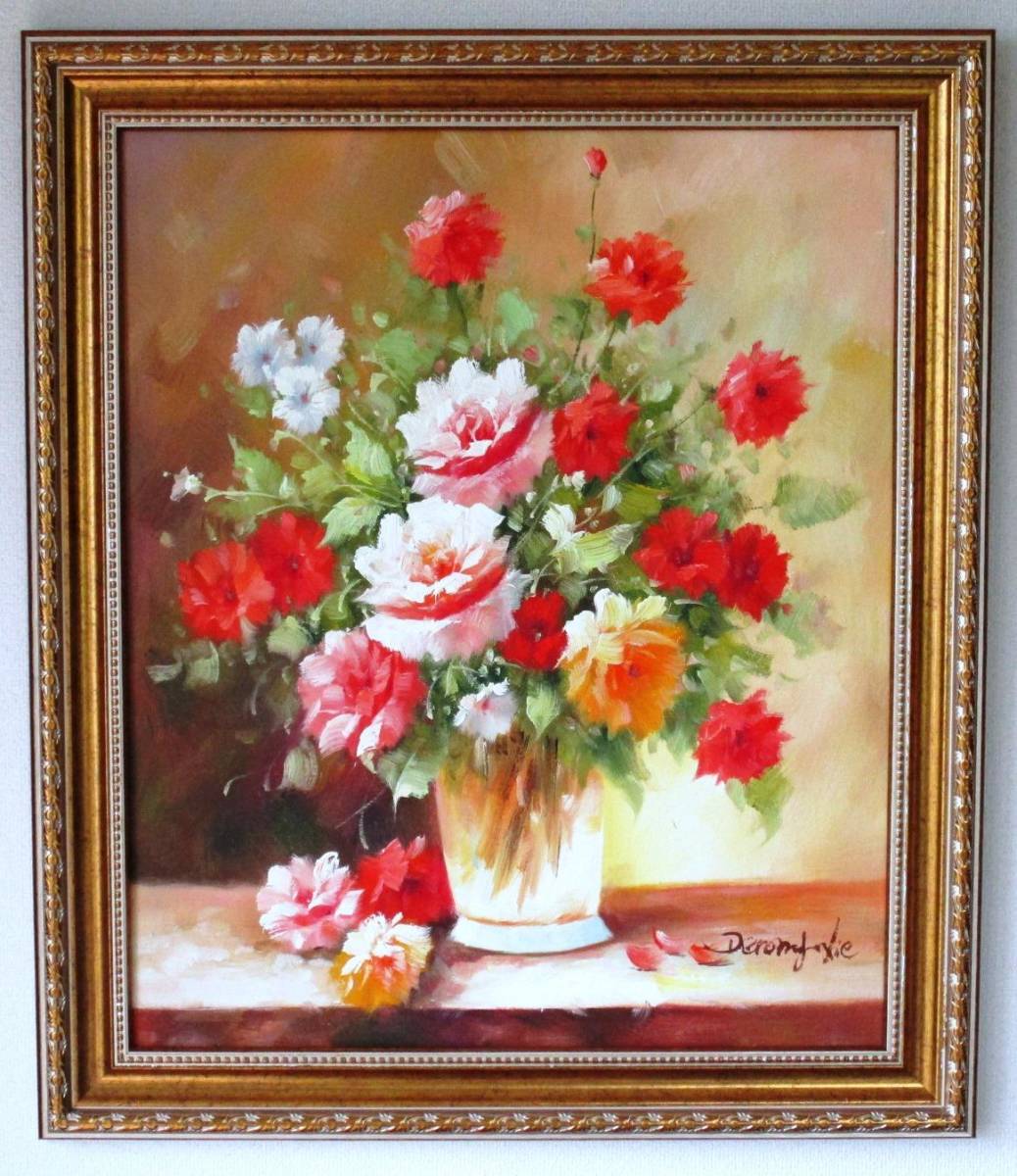  picture oil painting oil painting autograph still-life picture vase. flower . virtue . original work..