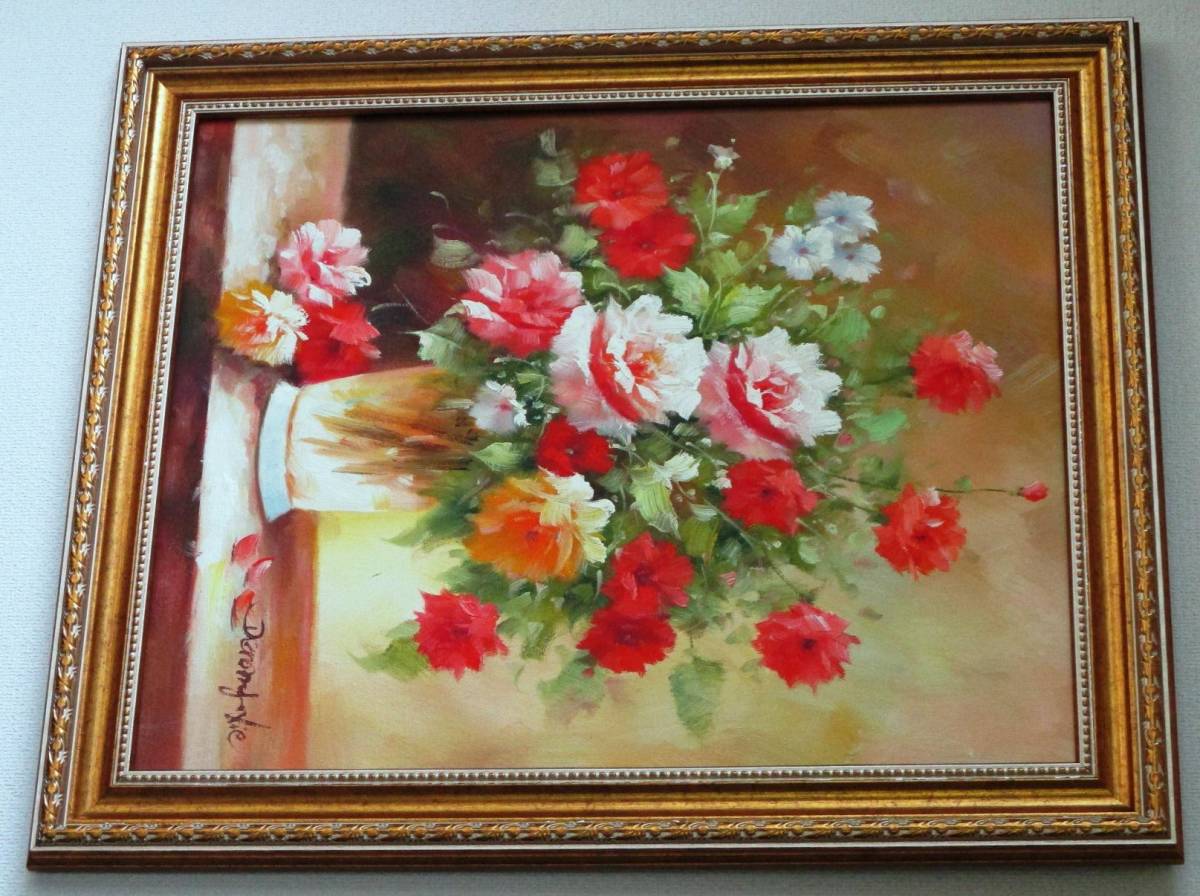  picture oil painting oil painting autograph still-life picture vase. flower . virtue . original work..