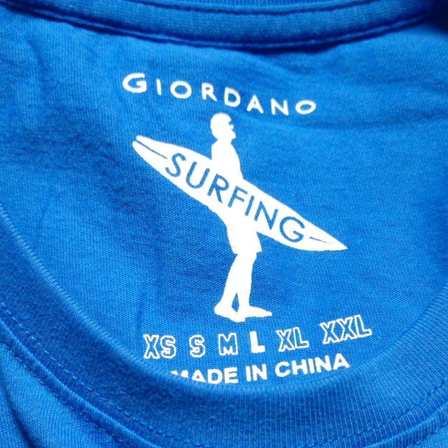 【未着用】メンズ Tシャツ　GIORDANO　ジョルダーノ　ブルー　青　半袖　SURF　送料無料　匿名配送_画像5