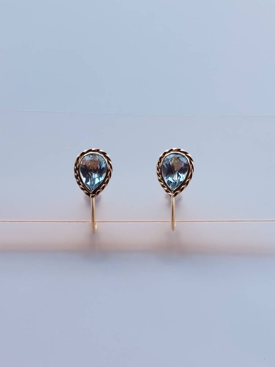 即決価格☆12.00ct☆✨大粒ブルートパーズK18ピアスイヤリング-