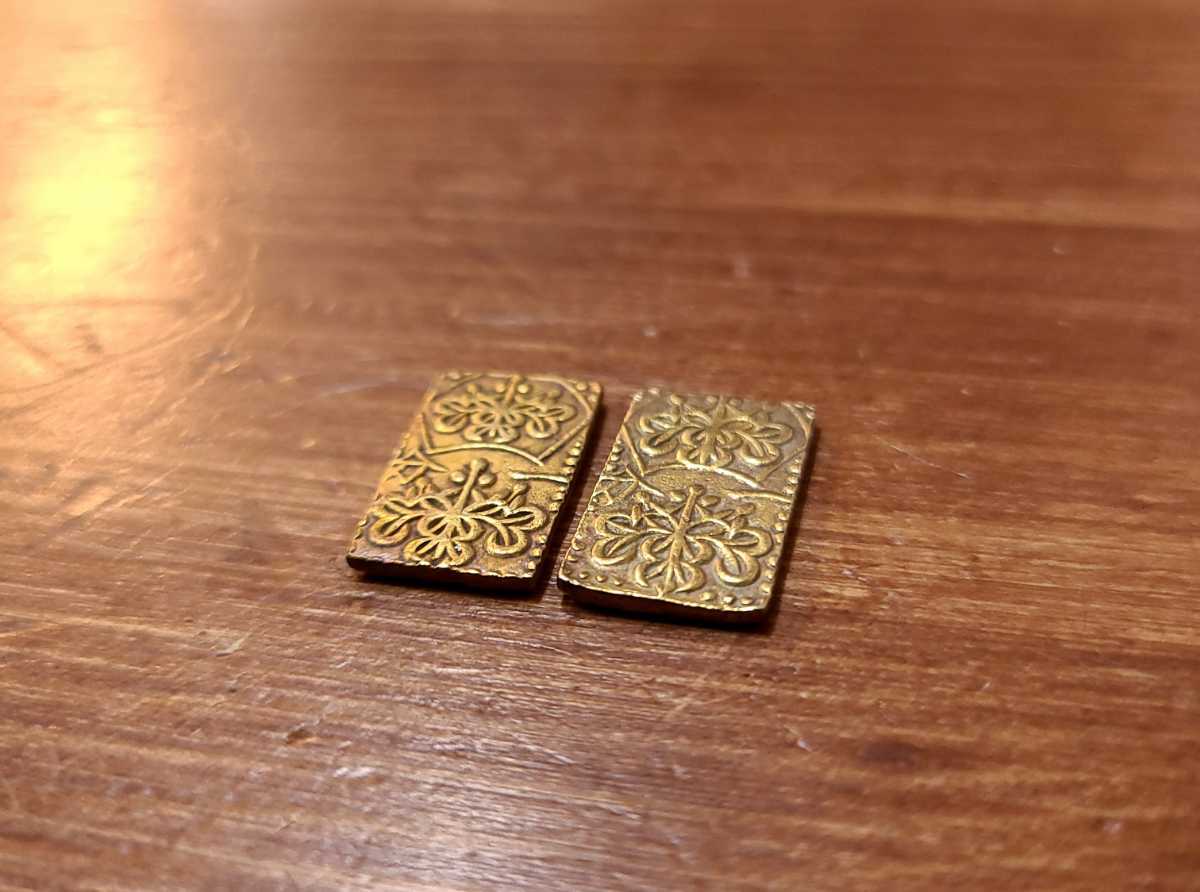 天保一分金 判金 二枚セット アンティーク 古銭 コレクション 金貨 貴金属 日本 本物_画像4