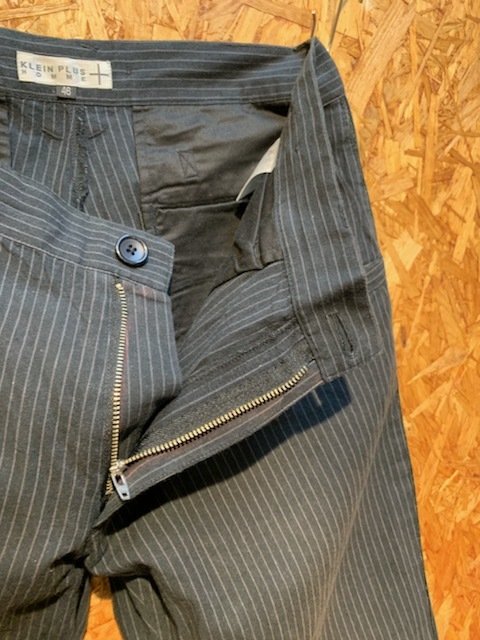  men's pants MK MICHEL KLEIN PLUS HOMME Michel Klein black stripe half edge height cropped pants FD793TC/ approximately W32 nationwide equal postage 520 jpy 