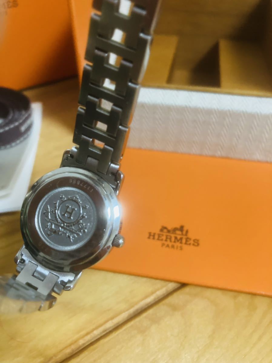☆。.:*・゜ HERMES エルメスクリッパー 腕時計 文字盤 黒 クォーツ