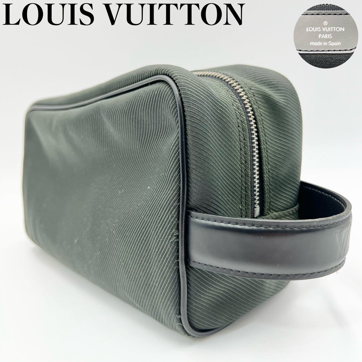 1円〜 LOUIS VUITTON ルイヴィトン セカンドバッグ パラナ タイガ メンズ エピセア グリーン系 ナイロン レザー クラッチバッグ ポーチ_画像1