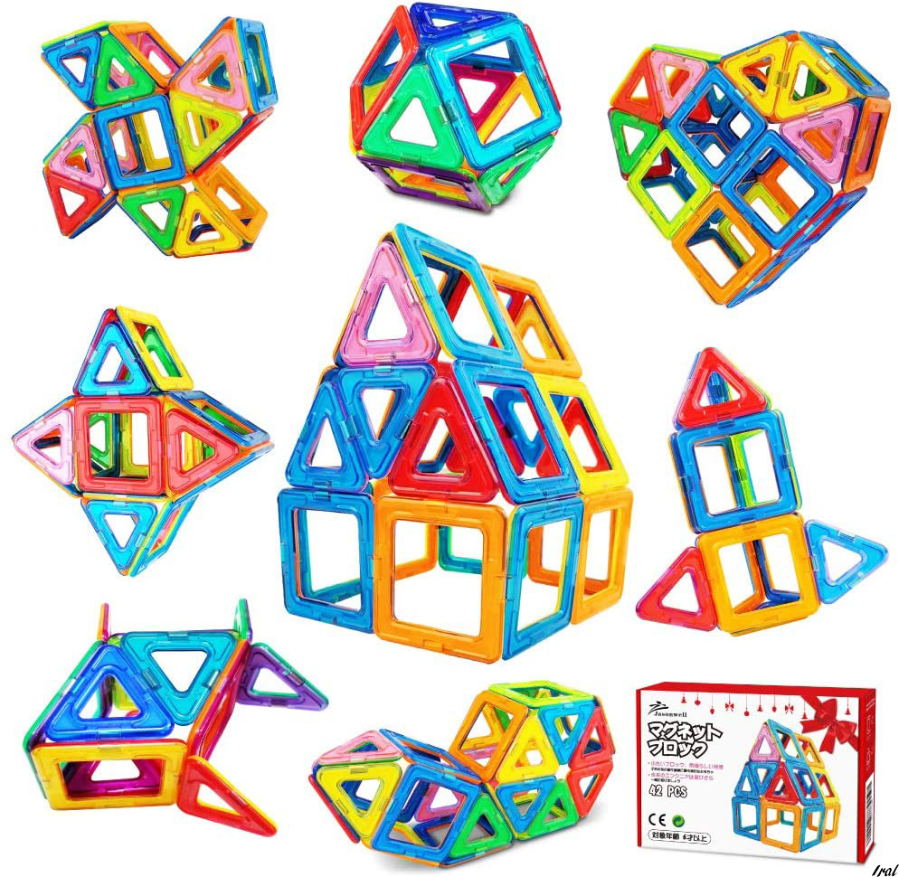 おもちゃ 磁気ブロック ４２個 日本語パッケージ かわいい パズル ３D 知育玩具 男の子 女の子 ゲーム 贈り物 プレゼント_画像1