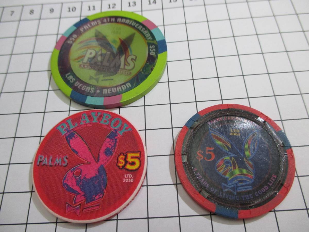 入手困難 カジノチップ PALMS LV $50 $5 PLAYBOY等3枚 | www.jarussi