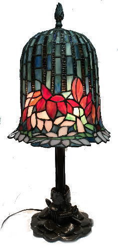 ステンドグラス ランプ 花柄 シェード直径28cm　全体の高さ58cm