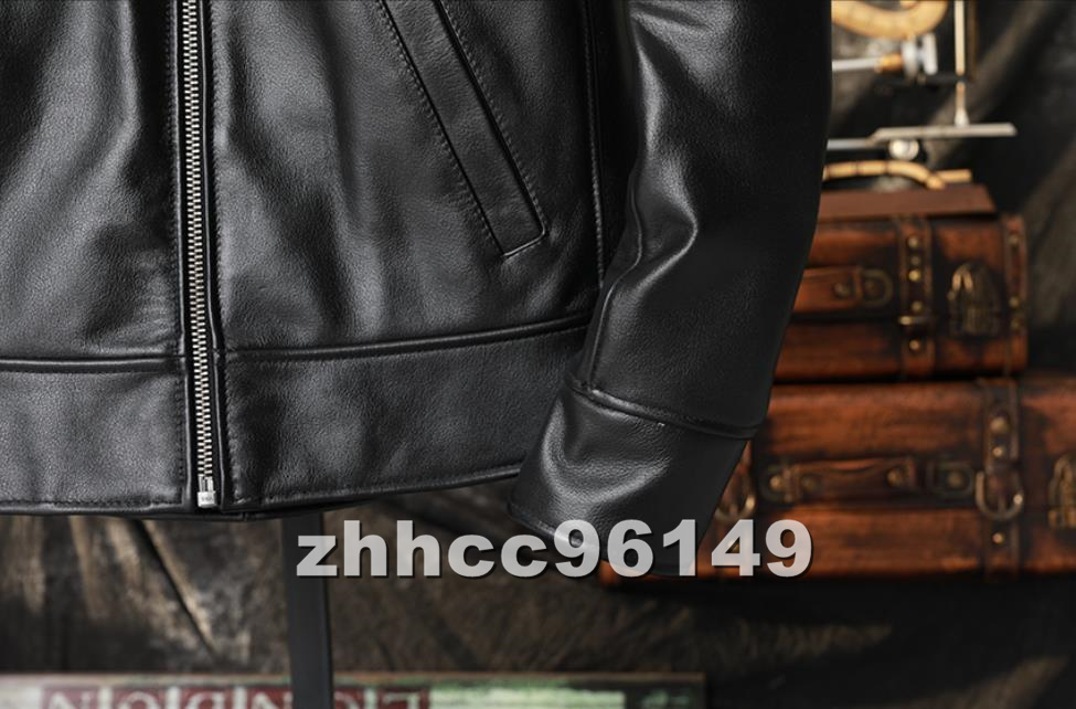 ■美品■ メンズ 革ジャン レザージャケット 牛革 本革 ライダース バイクウエア ブルゾン ハーレーコート オートバイ M~5XL_画像6