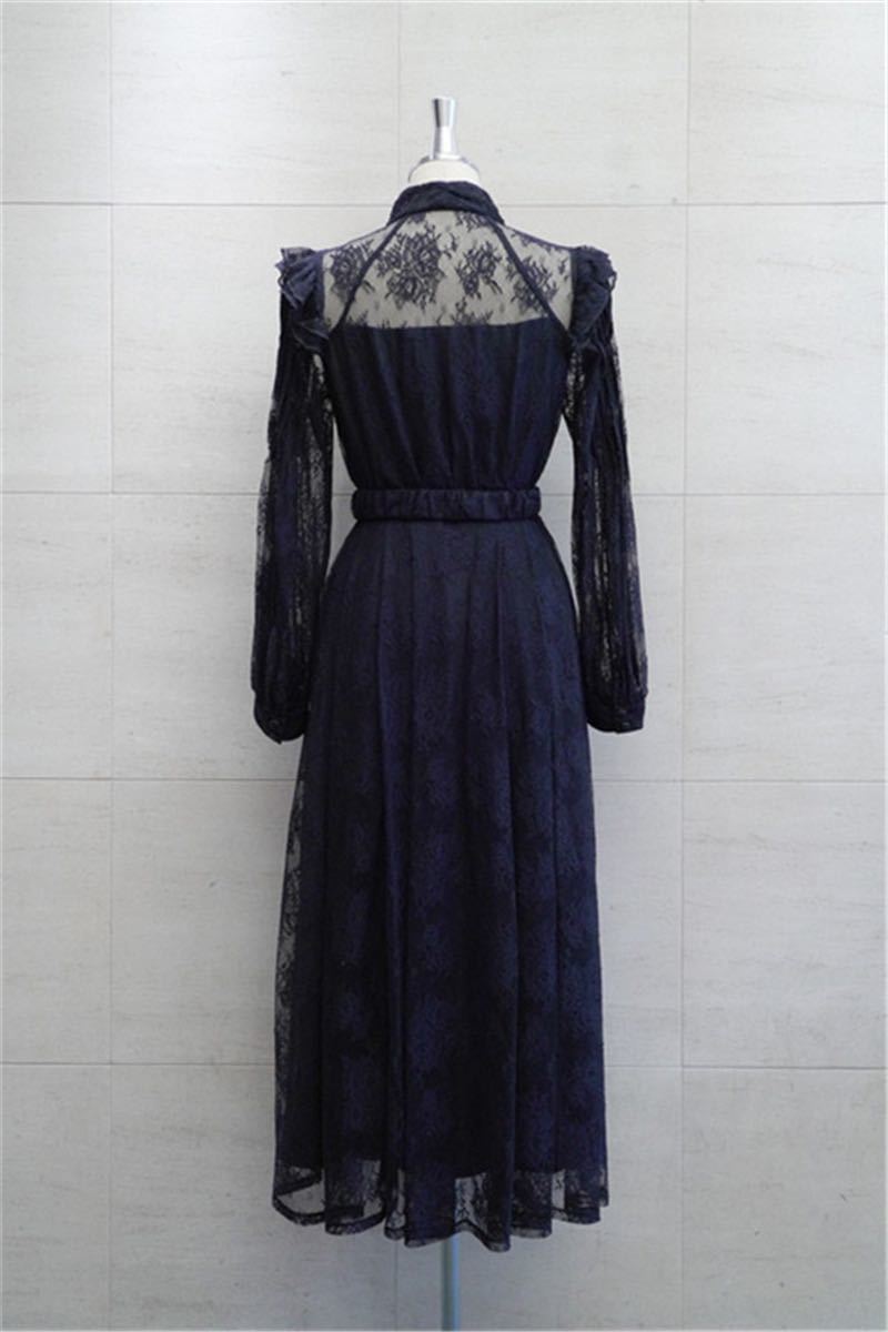 【美品】Winter Lace Belted Long Dress ネイビー herlipto Winter Lace Belted Long Dress ネイビー S/M|Yahoo