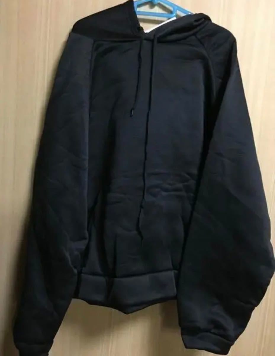 新品 韓国 パーカー オルチャン 黒 シンプル オーバーサイズ 無地