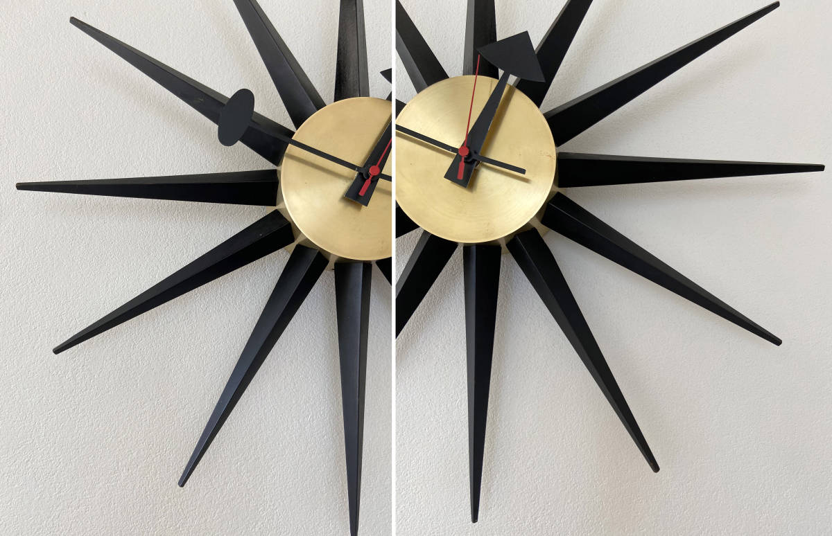  Vintage оригинал George Nelson Howard Miller Sunburst Clock George * Nelson Howard * зеркало фирма Mid-century 