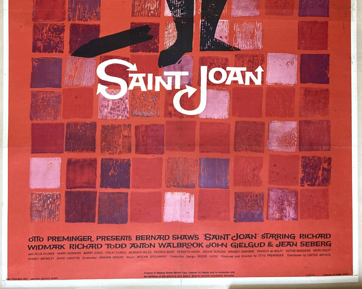 USヴィンテージ1sh 初版『聖女ジャンヌ・ダーク/ Saint Joan 』(1957年) Saul Bassソール・バス art！特注フレーム_画像8