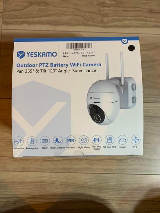 日本製 yeskamo 防犯カメラ 屋外 wifi 1080p 360°広角撮影 15000mah大