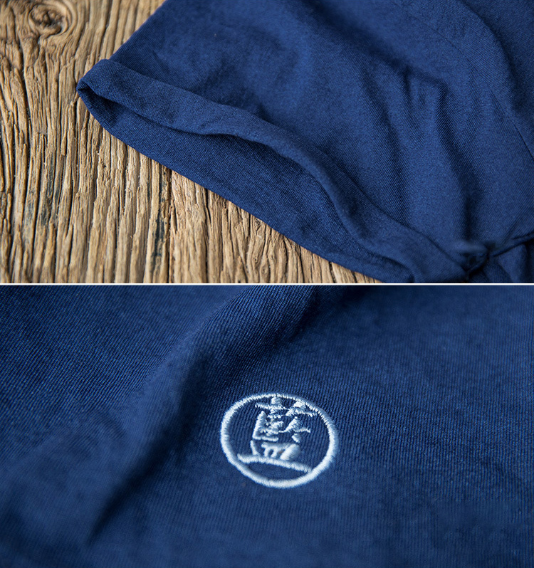スウェット 半袖 Tシャツ メンズ 藍染 天然藍 クルーネック 7.5oz 綿100% インディゴ 濃紺 ヴィンテージ S~2XL_画像5