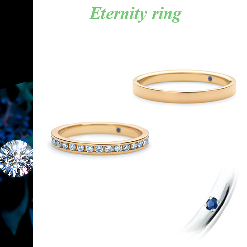 ペアリング ２本分 結婚指輪 マリッジリング 送料無料 イエローゴールド ダイヤ入り ブルーサファイアセッティング